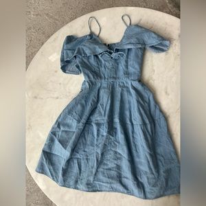 N/nicholas dress ruffle off the shoulder sleeves